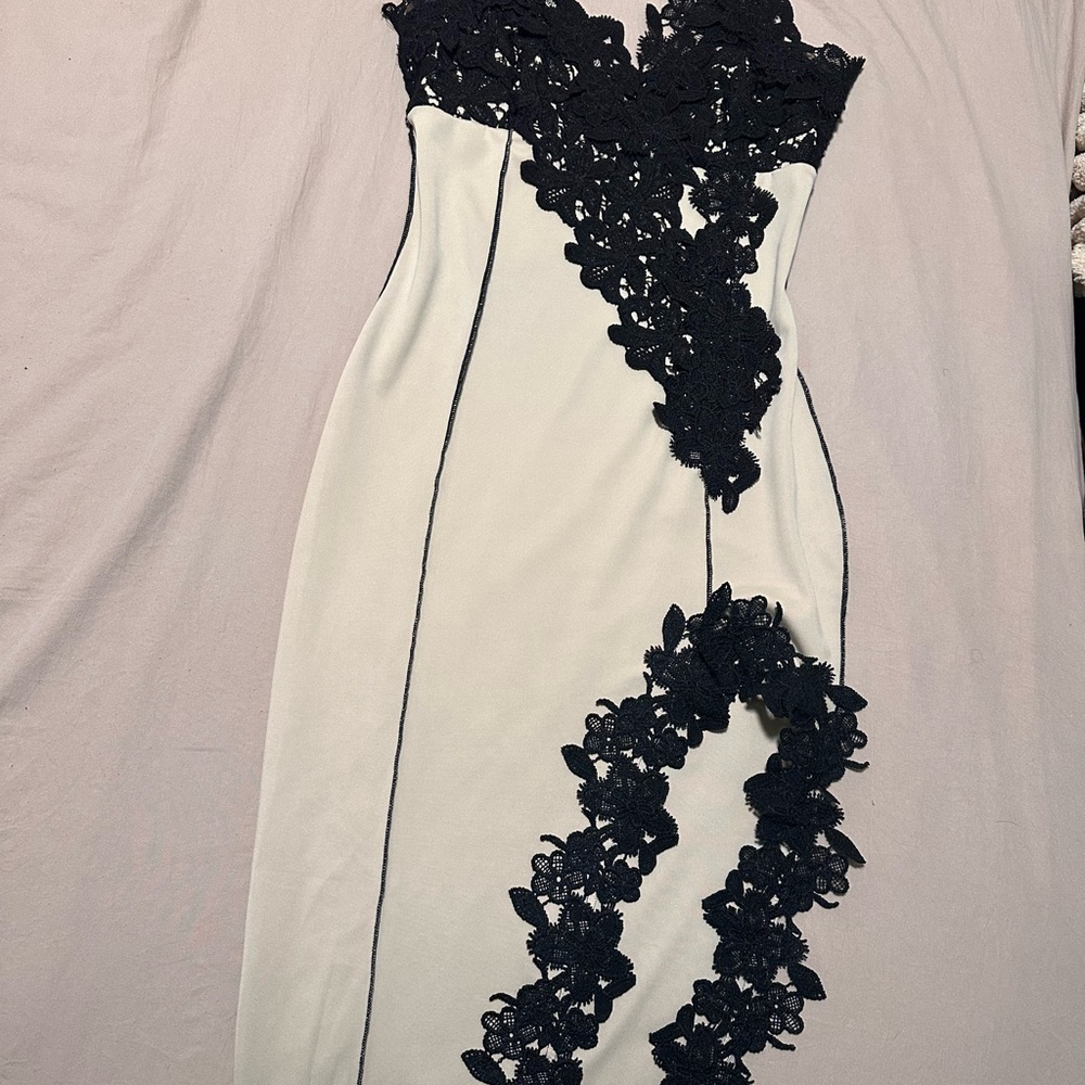 Elegant Strapless Black and White Dress